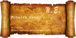 Mihalik Ernő névjegykártya